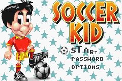 Soccer Kid title screen for GameBoy Advance